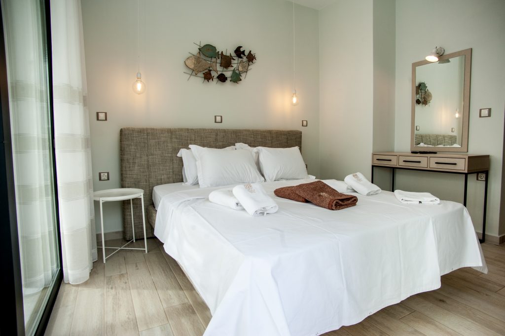Villa Bambola double bedroom with dressing mirror, Kefalonia